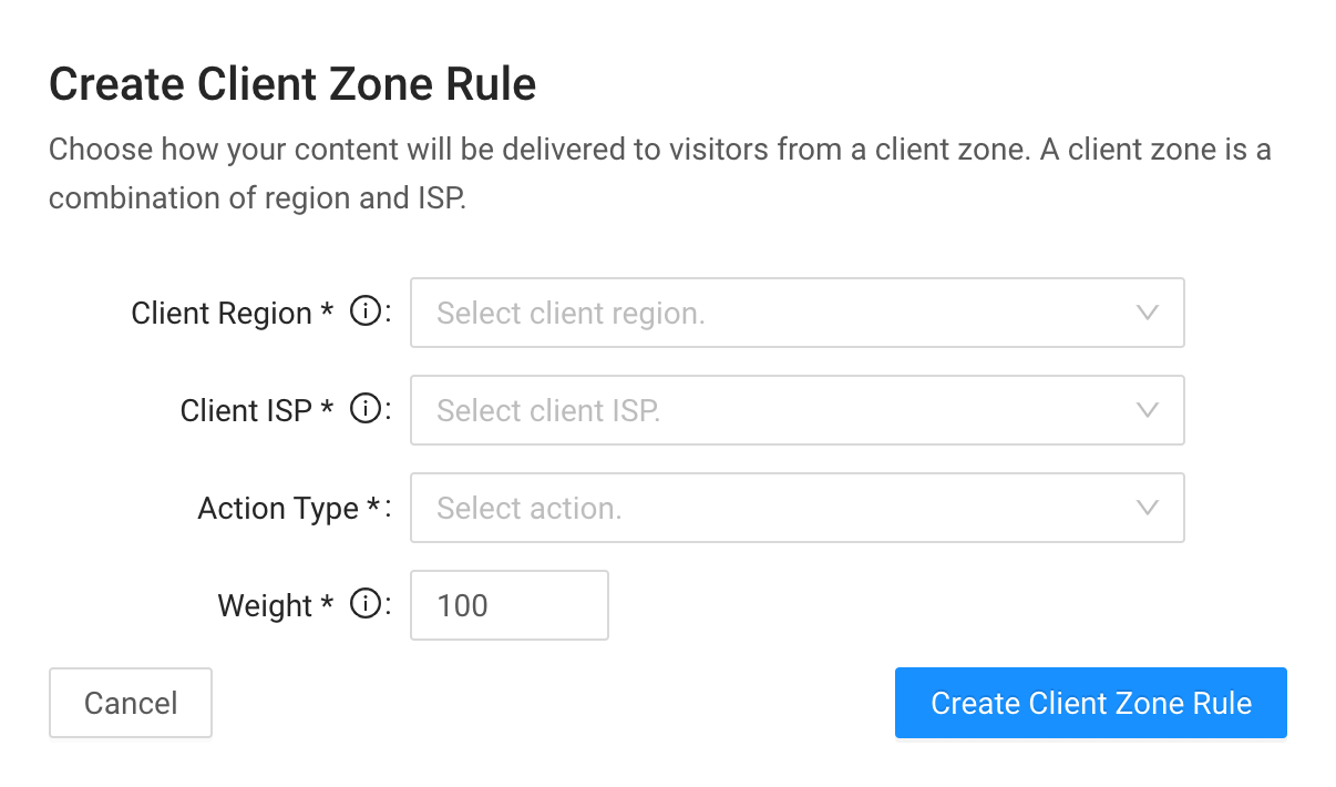 create client region rule